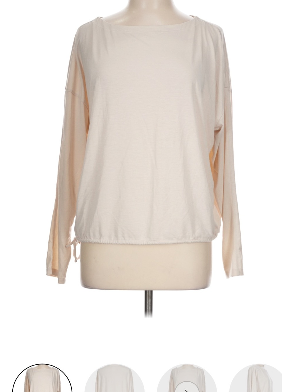 Apana Cream Long-Sleeve Boatneck Top with drawstring waist Sz L